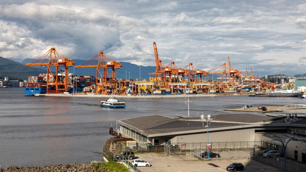 Container terminal at the Port of Vancouver, symbolizing Canada’s free trade agreements
